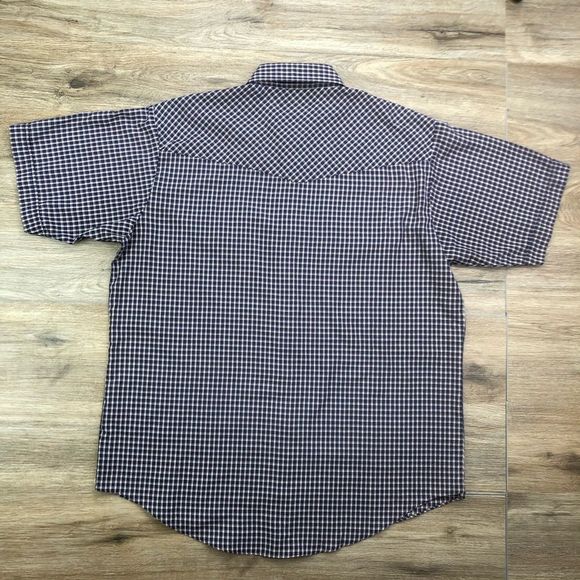 Plains 90s Vintage Western Plaid Short Sleeve Snap Shirt sz L - Picture 6 of 9